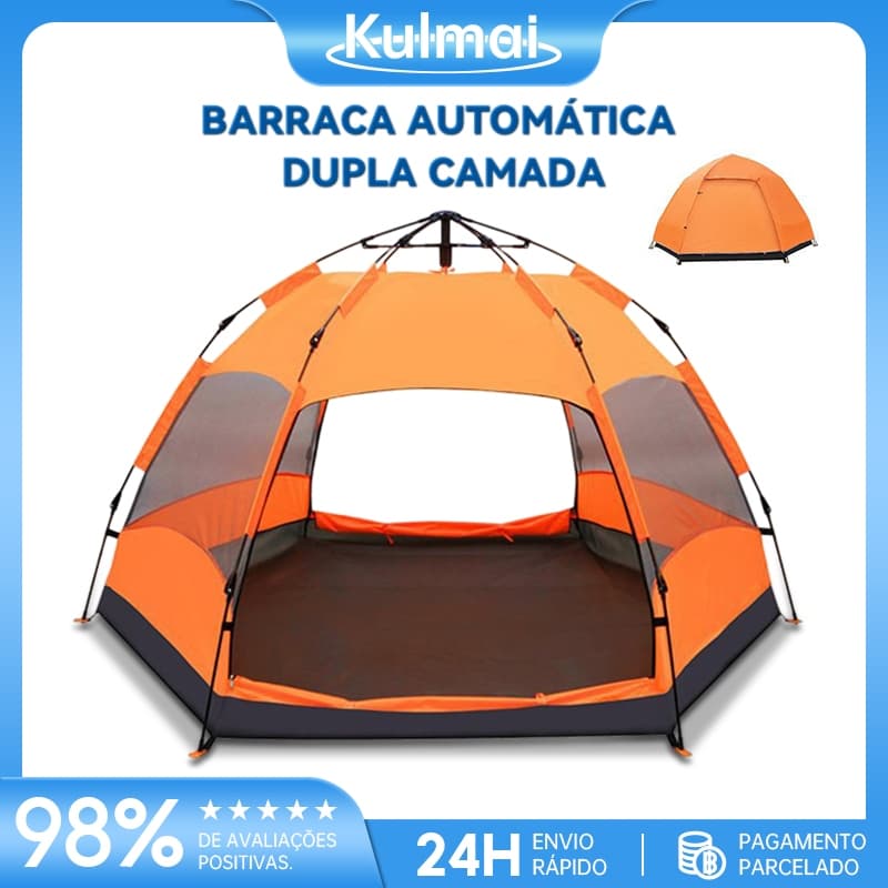 Barraca de Camping Automática Dupla Camada - Água/UV, 270/270cm, 3-5 Pessoas + Acessórios