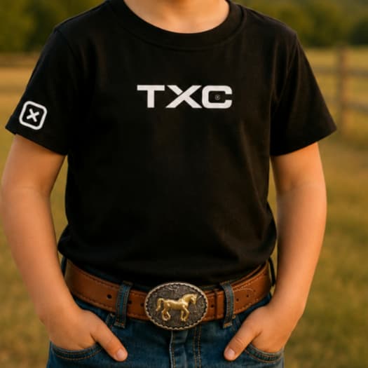 kit camiseta txc e cinto infantil  Country rodeio roça camisa algodão cowboy