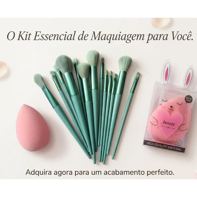 Kit de Maquiagem Completo | Esponja + Pincéis Profissionais