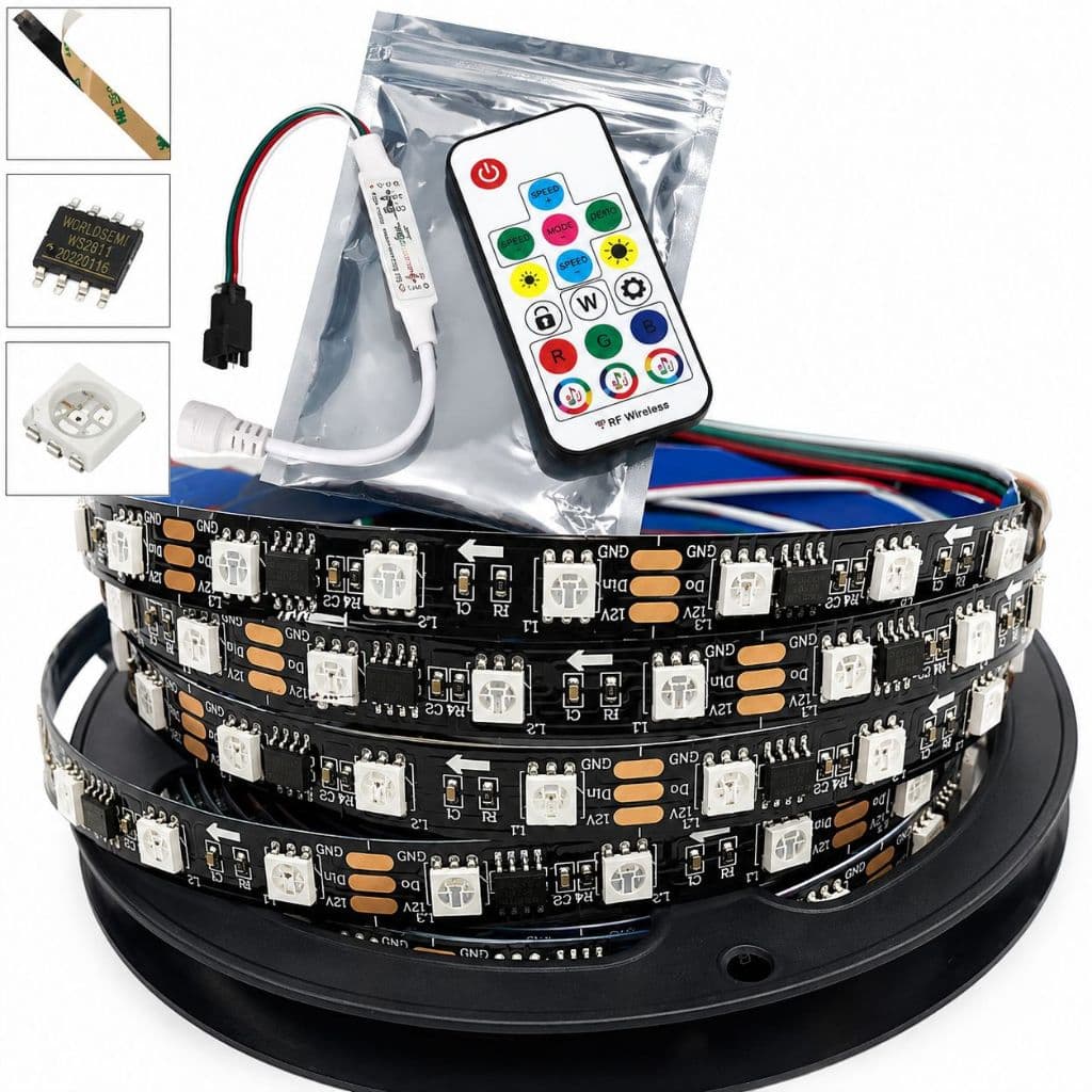 Fita Led 2811 5m Endereçável 300 Leds Ip20 + Controladora