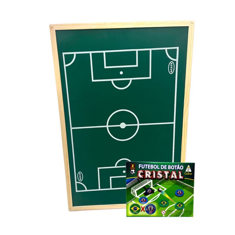 Campo de Futebol de Botão 90x60 + Jogo de Botão 2 Times com Escudo - Fase de grupo do Brasil/ Copa 2026