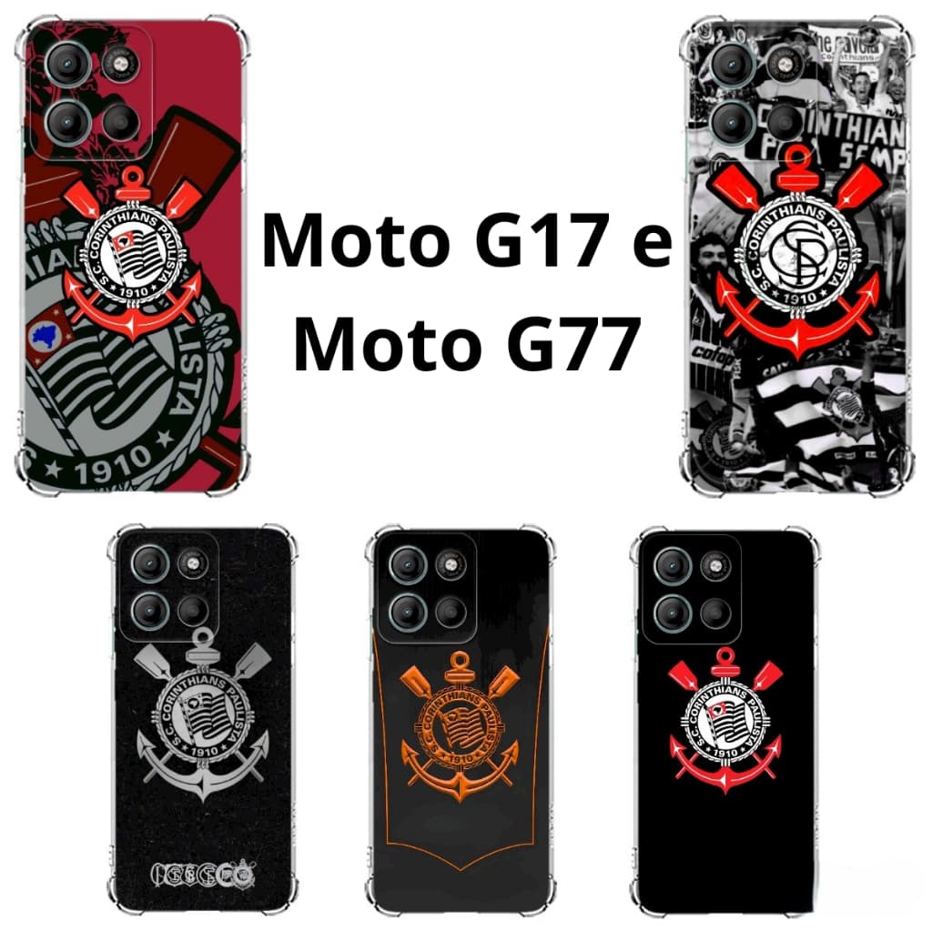 Moto G17 e G77 Capa Inspirada no Timão Capinha Case TPU Time Corinthians