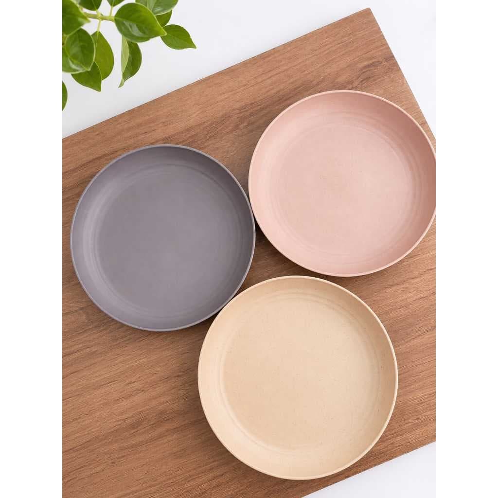 Kit 3 Pratos Fundos Fibra De Bambu Premium Mesa Posta Cozinha Moderna