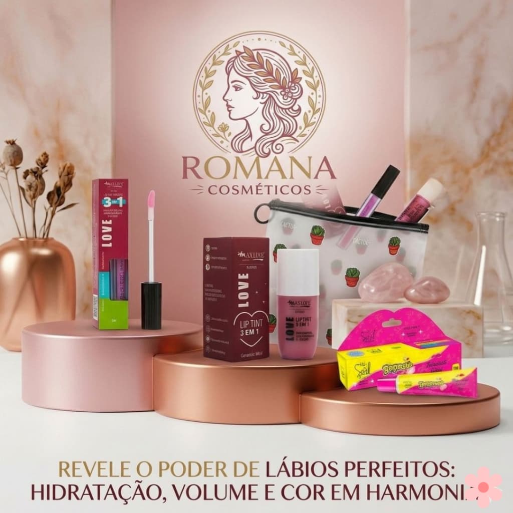 Kit Lábios Perfeitos Lip Tint + Lip Volumoso + Hidratante Labial + Necessaire zip lock