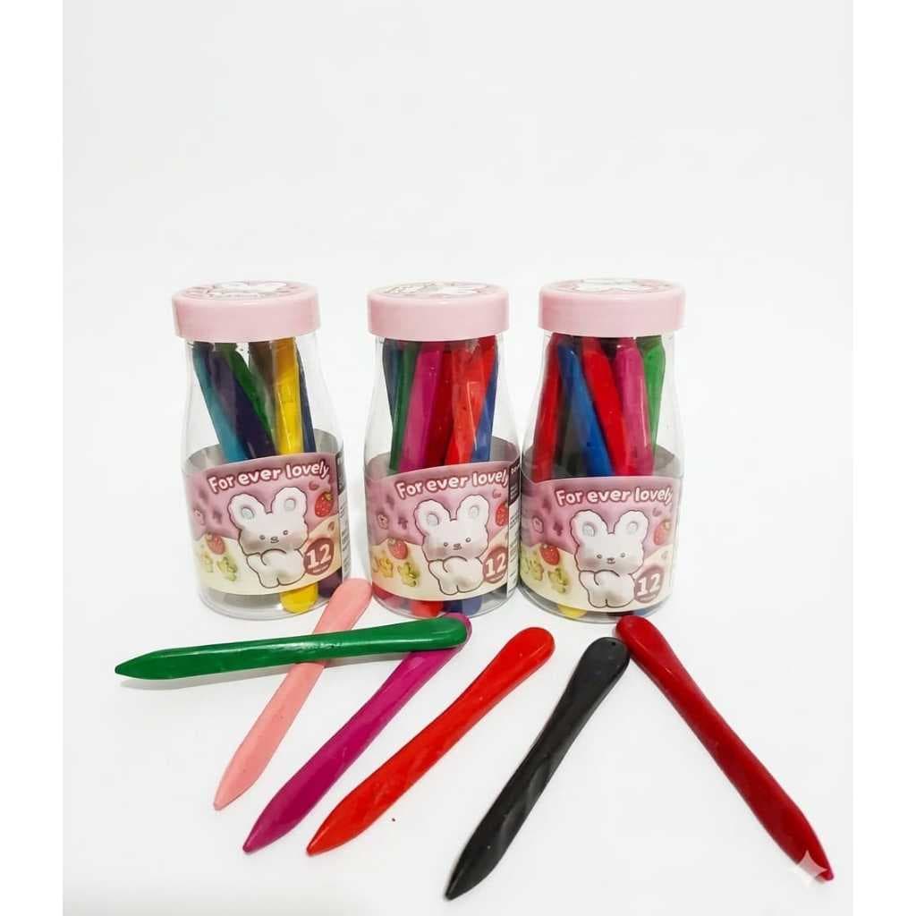 ✨ Giz de Cera Importado 12 Cores 🩷💙 Garrafinha Kawaii Material Escolar Infantil