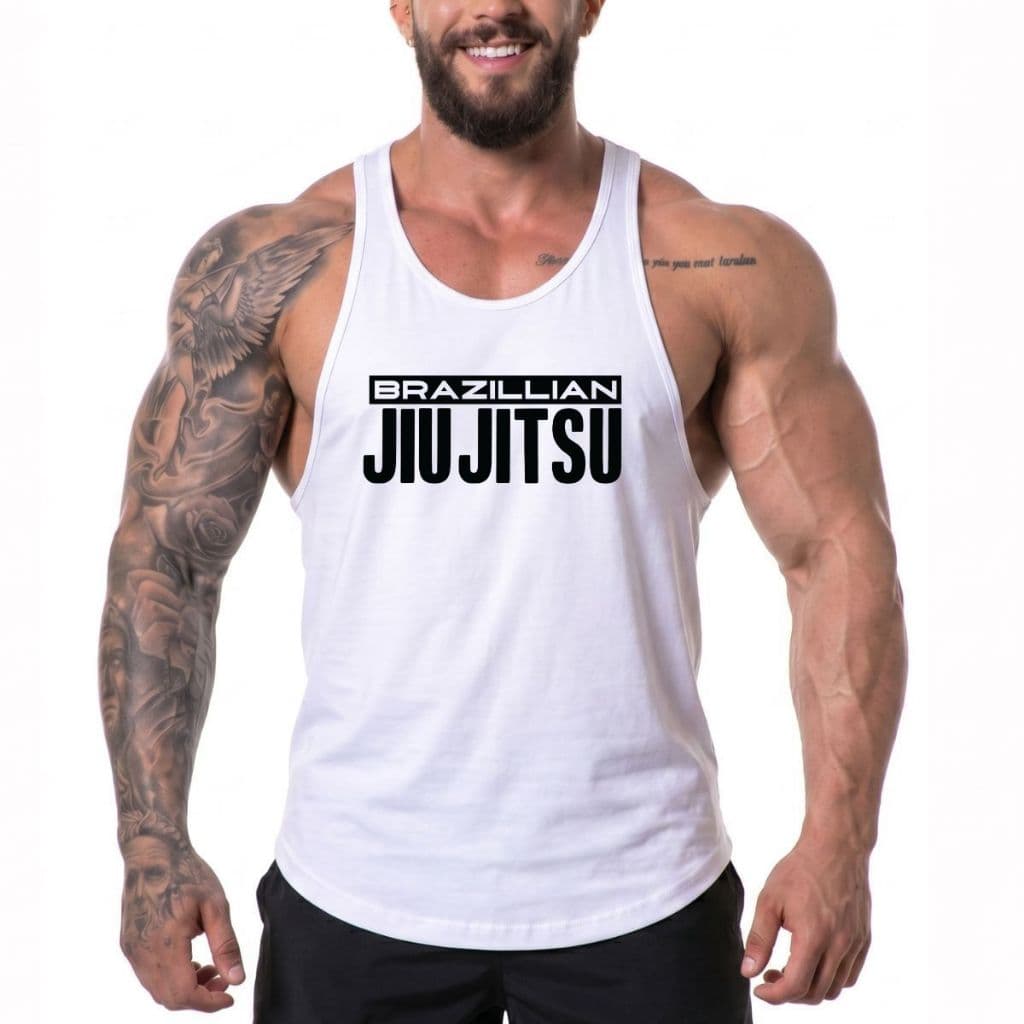 Regata masculina Jiu Jitsu Brazillian Camiseta Treino Academia Bodybuilder