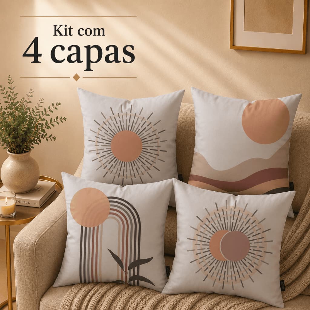 Kit com 4 Capas de Almofada Decoração Luxo Premium 26 Estampas Exclusivas
