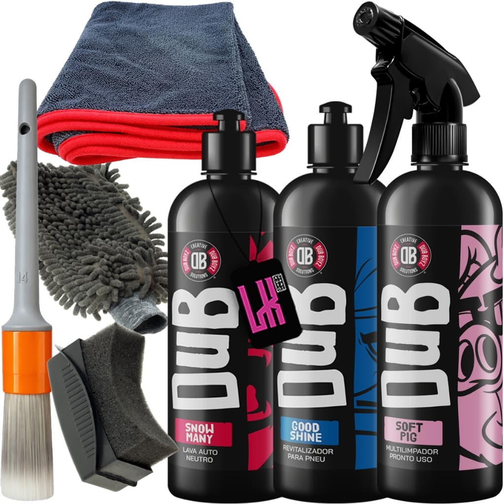 Kit Lavagem Dub Boyz Snow Many Shampoo Soft Pig Apc Multiuso Limpa Interna Good Shine Pneu Pretinho