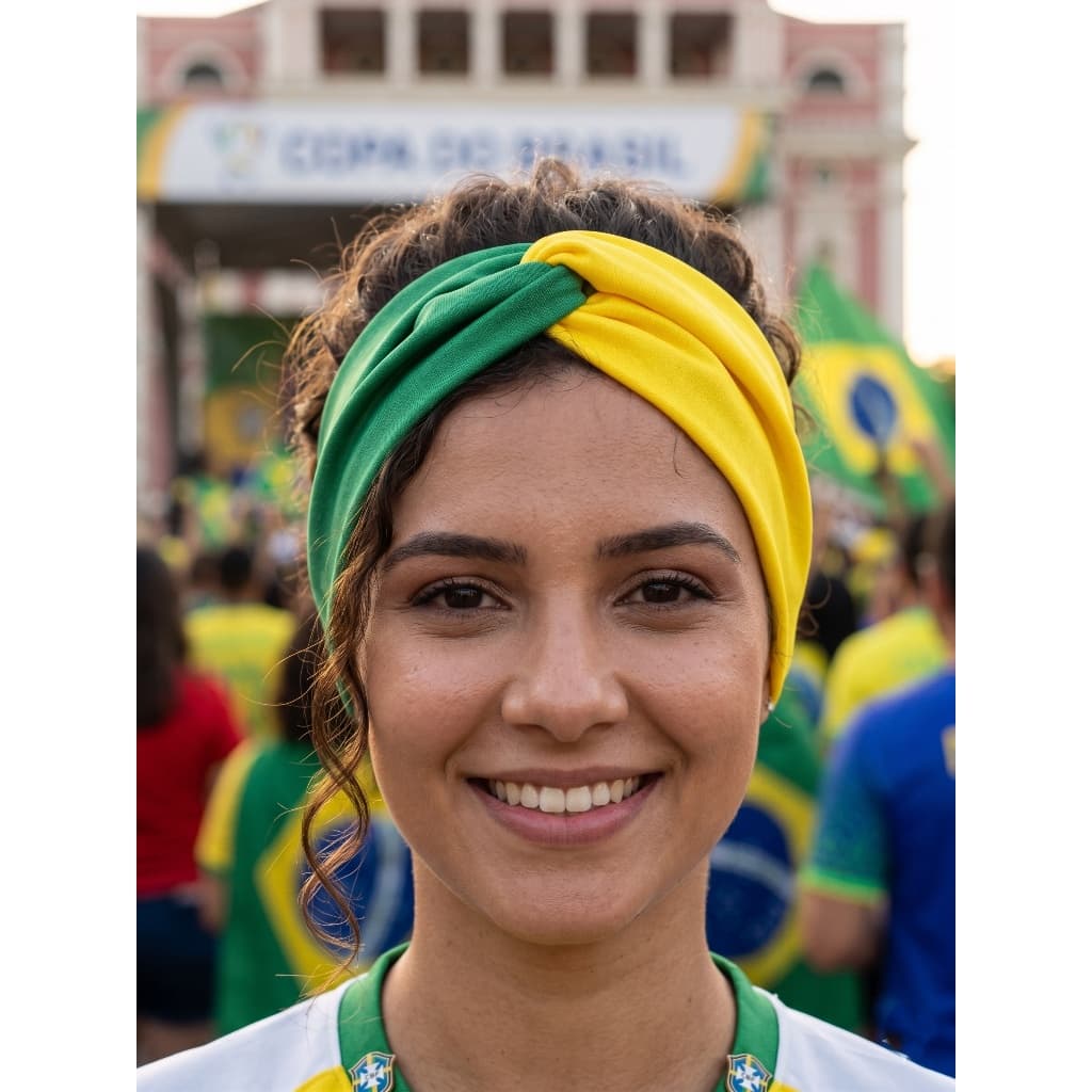 Kit com 2 Faixas de Cabeça Brasil Feminina Copa Do Mundo Futebol