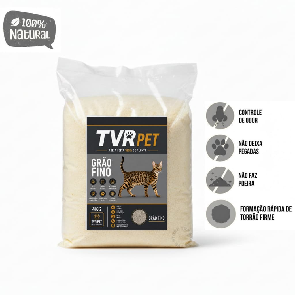 Areia Biodegradável Higiênica 4Kg 8Kg 12Kg Para Gato 100% Natural Milho Mandioca