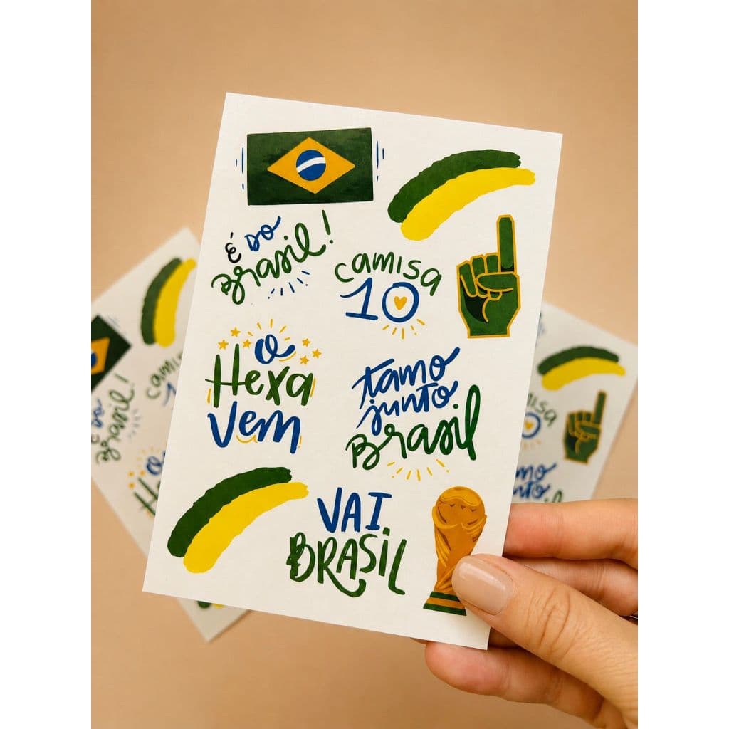 TATUAGEM TEMPORÁRIA COPA DO BRASIL HEXA | FUTEBOL | COPA DO MUNDO | TATUAGENS