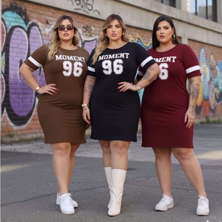 Vestido Estampado Plus Size Curve Curvy Camisão Moda Gringa Verão veste até 56 Camisetão Feminino