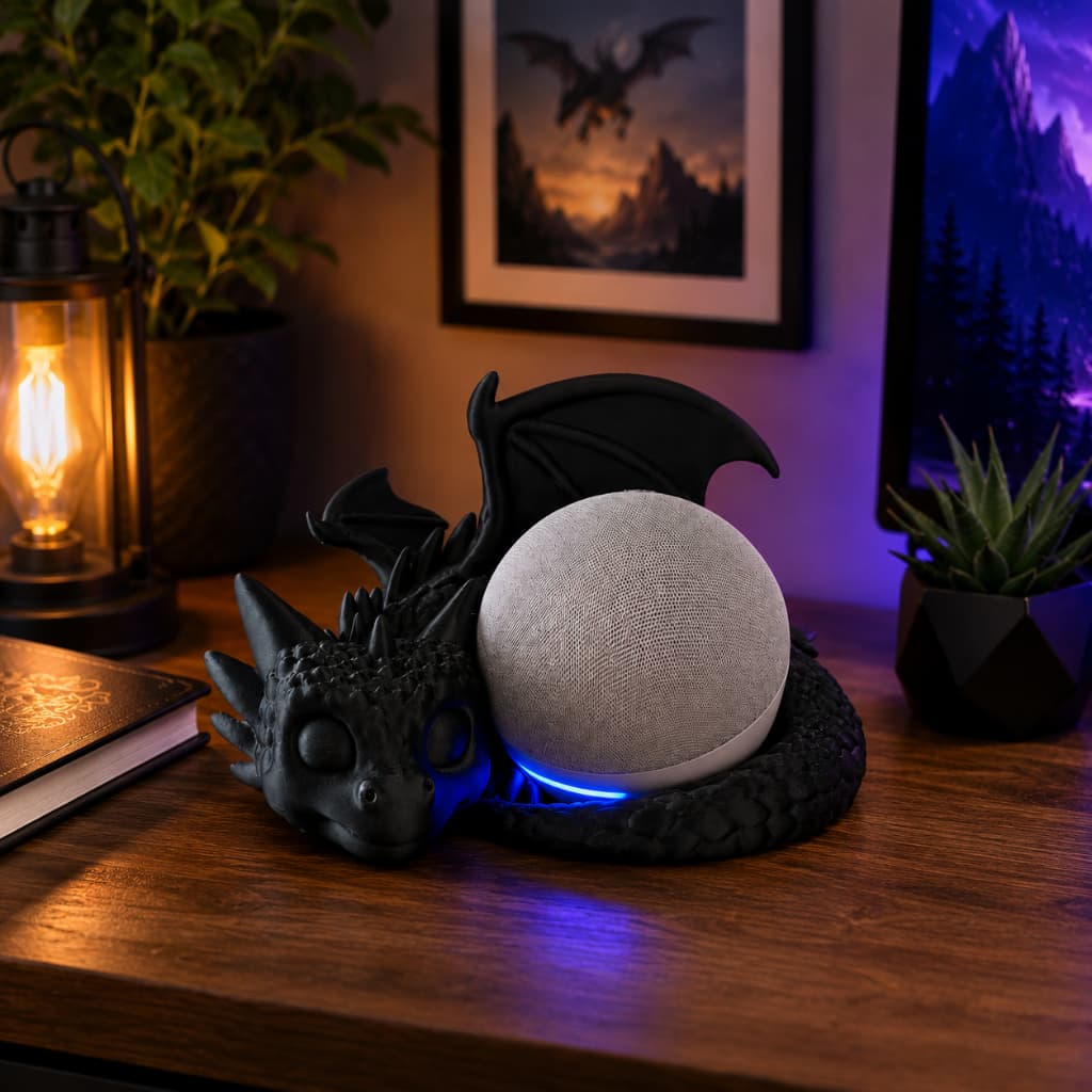 Suporte para Alexa Echo Dot 4ª e 5ª Geração Dragão – Base Decorativa Criativa