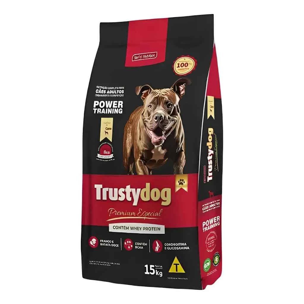 Ração TrustyDog Power Training Cães Adultos Frango e Batata Doce Whey Protein 15 kg