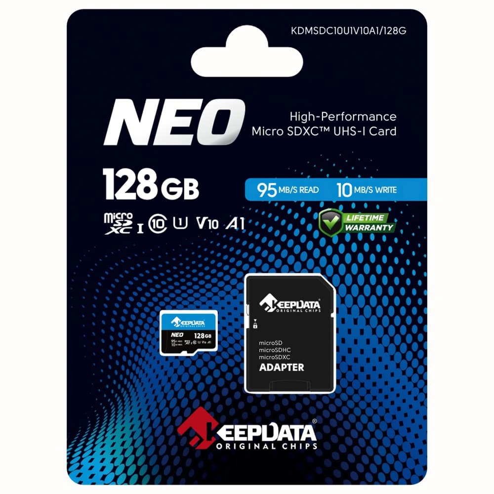 Cartão de Memória Micro SD Keepdata Neo 128GB Classe C10 HC I U1 V10 A1