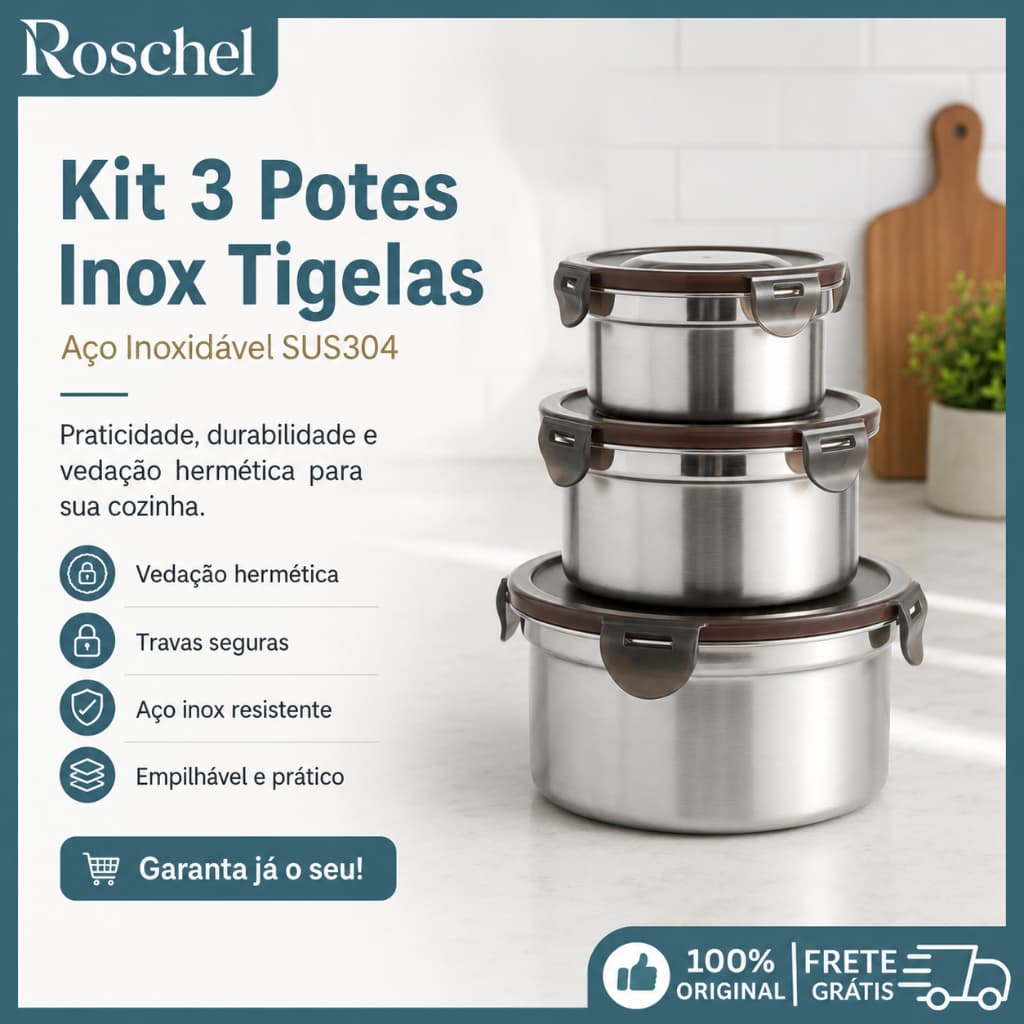 Pote Inox SUS304 Redondos Empilháveis com Tampa Hermética BPA Free Lunch Box Alimentos