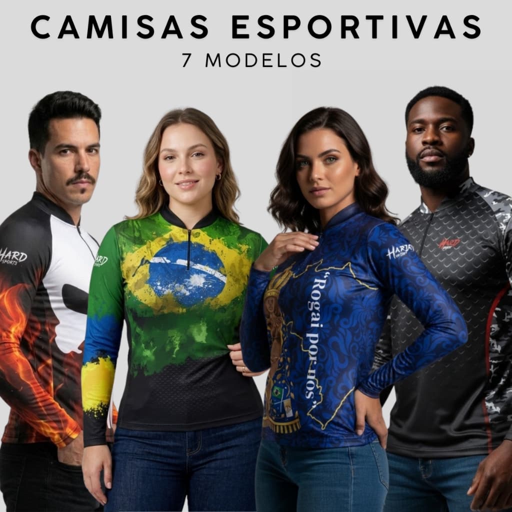 Camisas 7 Modelos Esportivas Com Zíper Proteção Uv50+ E Tecnologia Dryfit