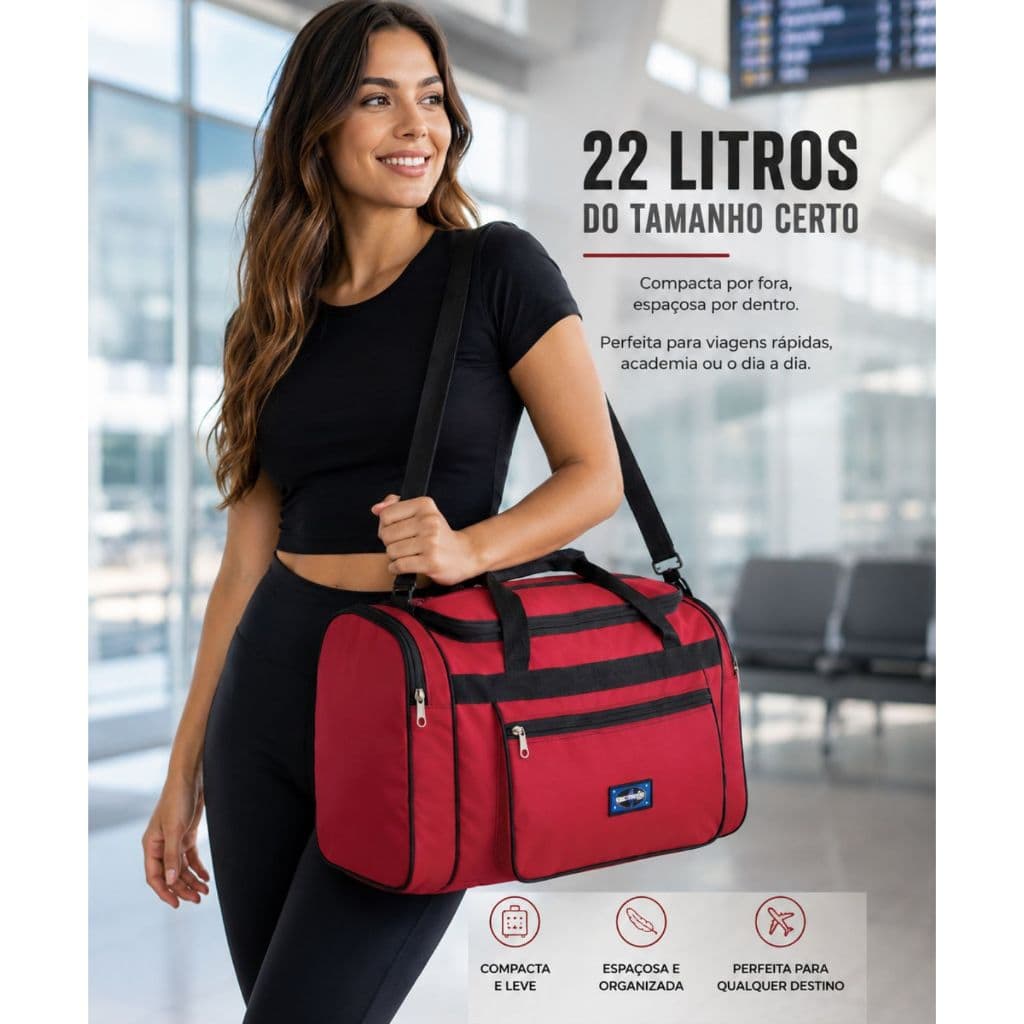 22L - Bolsa De Viagem - Sacola De Viagem Pequena - Bolsa de Mão - Bolsa Academia - Bolsa Esportes