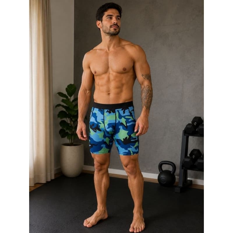 Bermuda masculina de compressão camuflada Tam M