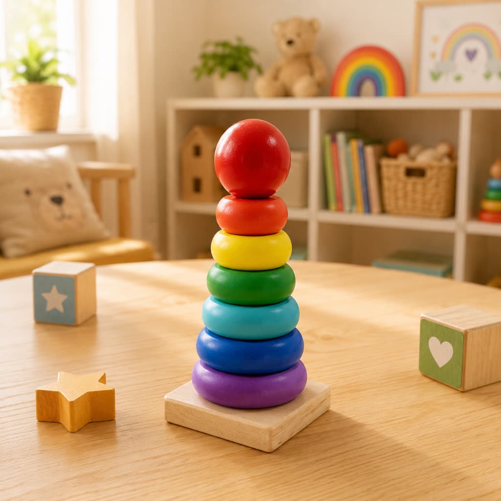Brinquedo Educativo Pedagógico Montessori Torre Colorida Infantil Coordenação EmpilharFormas Encaixe