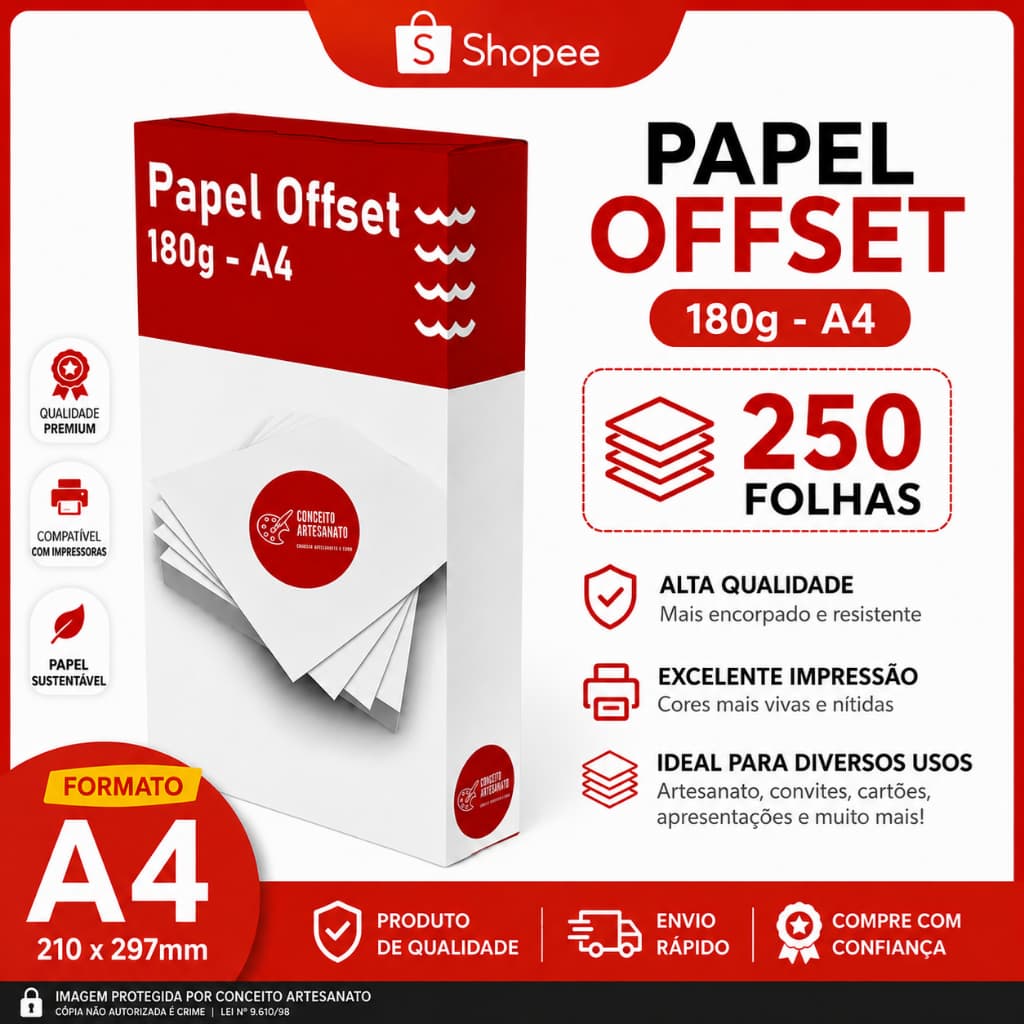 Papel Offset 180g - A4 - 250 folhas