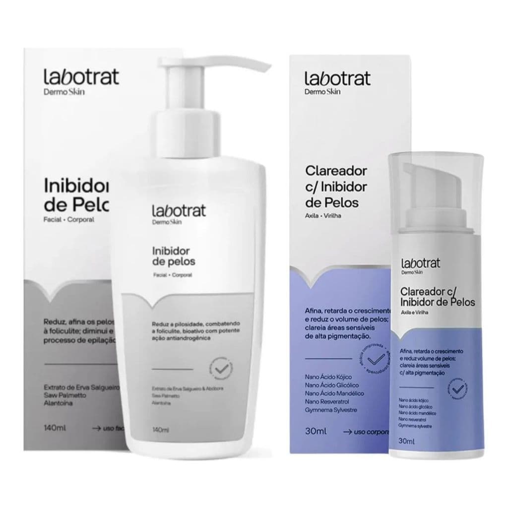 Kit Inibidor E Clareador 30g De Pelos Inibidor Dermo Skin 140ml - Labotrat
