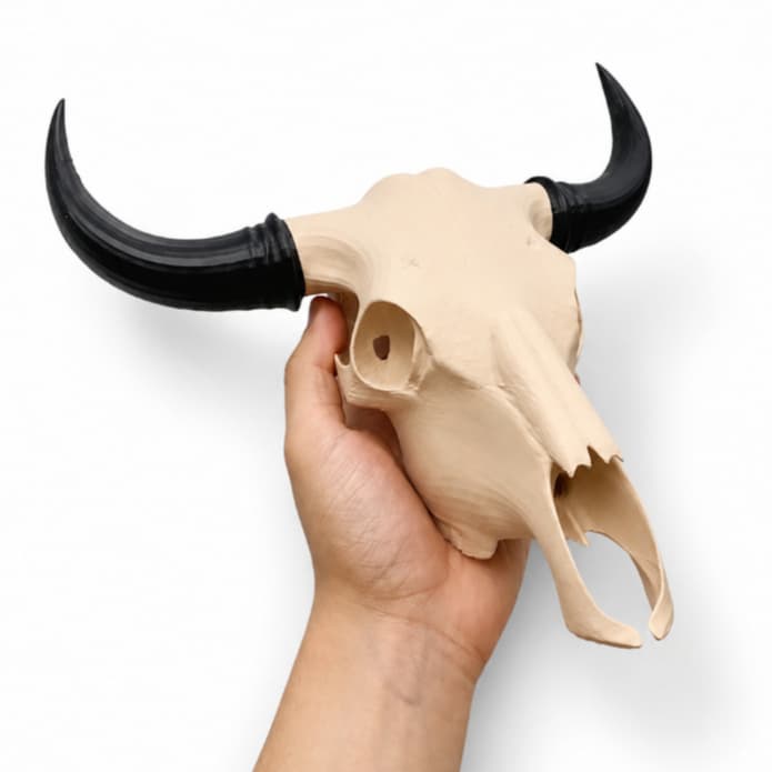 Crânio de Boi Country Decorativo | Escultura Rústica e Moderna