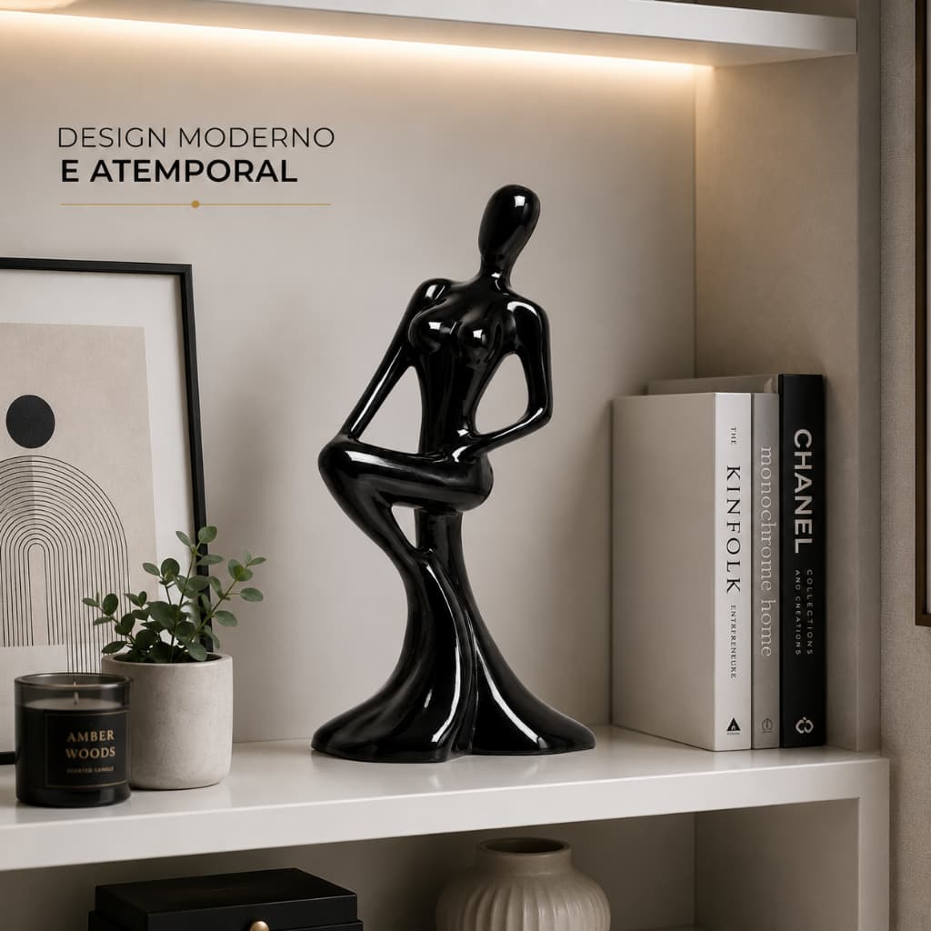 Estatueta Escultura Moderna Espanhola Cerâmica Preta Escultura Decorativa Luxo