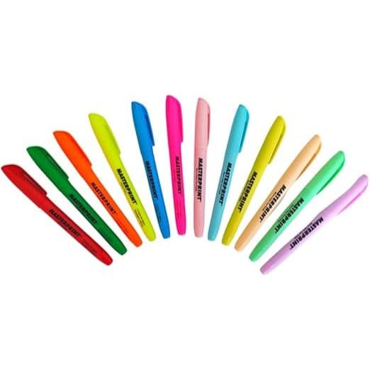 Kit Marca Texto (6 Neon + 6 pastel) Caneta Marca Textos Masterprint