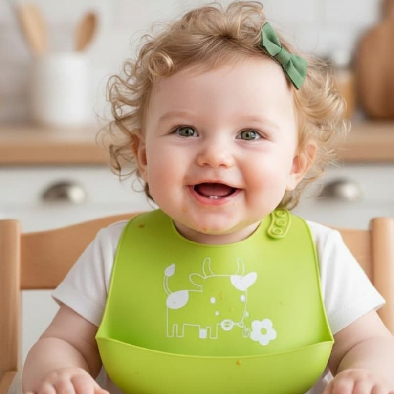 Babador De Silicone Impermeável Para Bebê Com Coletor De Alimento