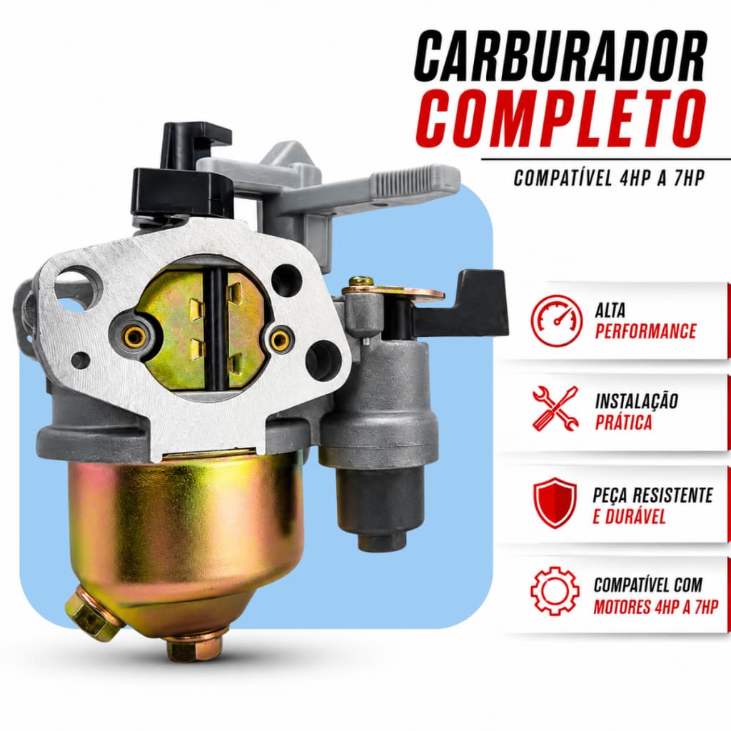 Carburador Completo Motor 4HP 5.5 6HP 6.5 7HP Toyama Branco Buffalo Honda Alta Performance - Verittas