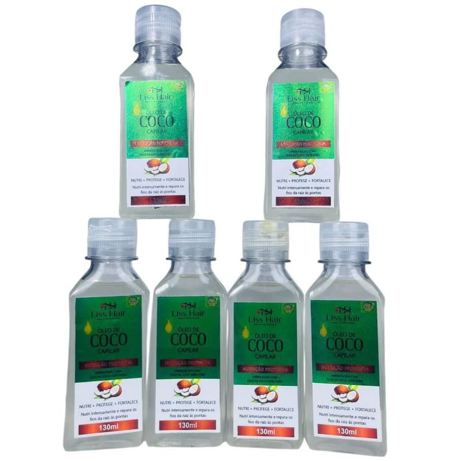Óleo de Coco Capilar 100% Natural 6 Unid. Nutrição Intensa e Reparação dos Fios 130mL Liss Hair