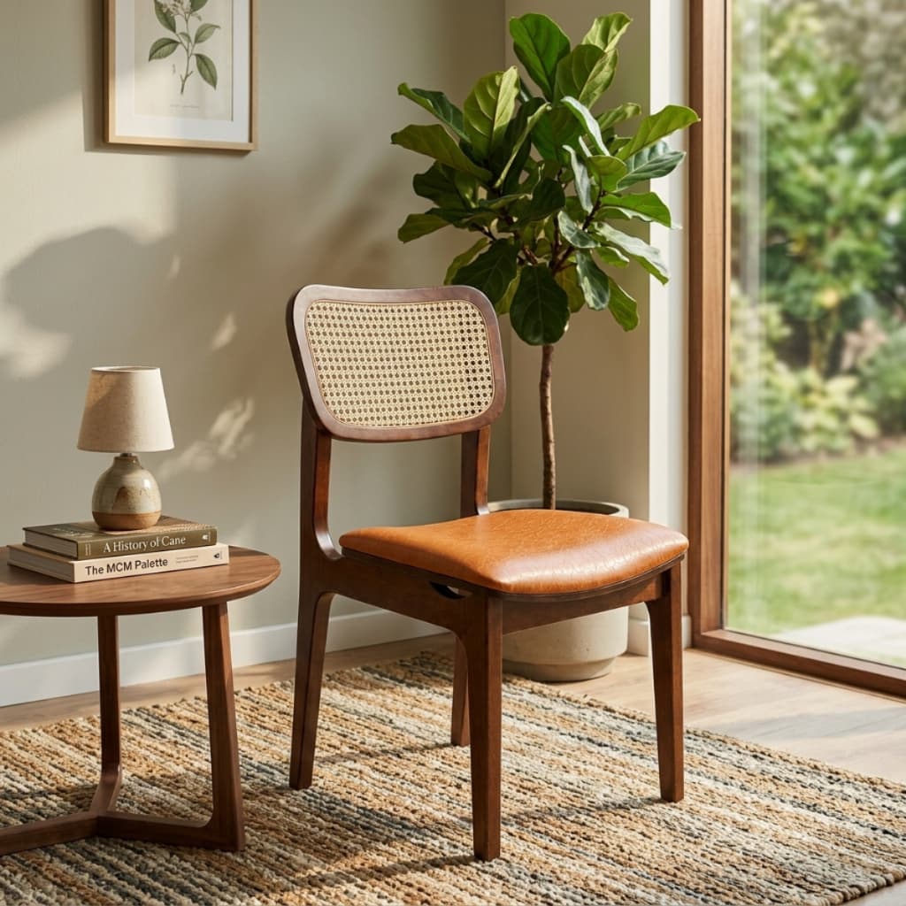 Kit 2 Cadeiras Para Sala Jantar Luxo Importado Madeira Maciça De Eucalipto Courino Imbua Rattan