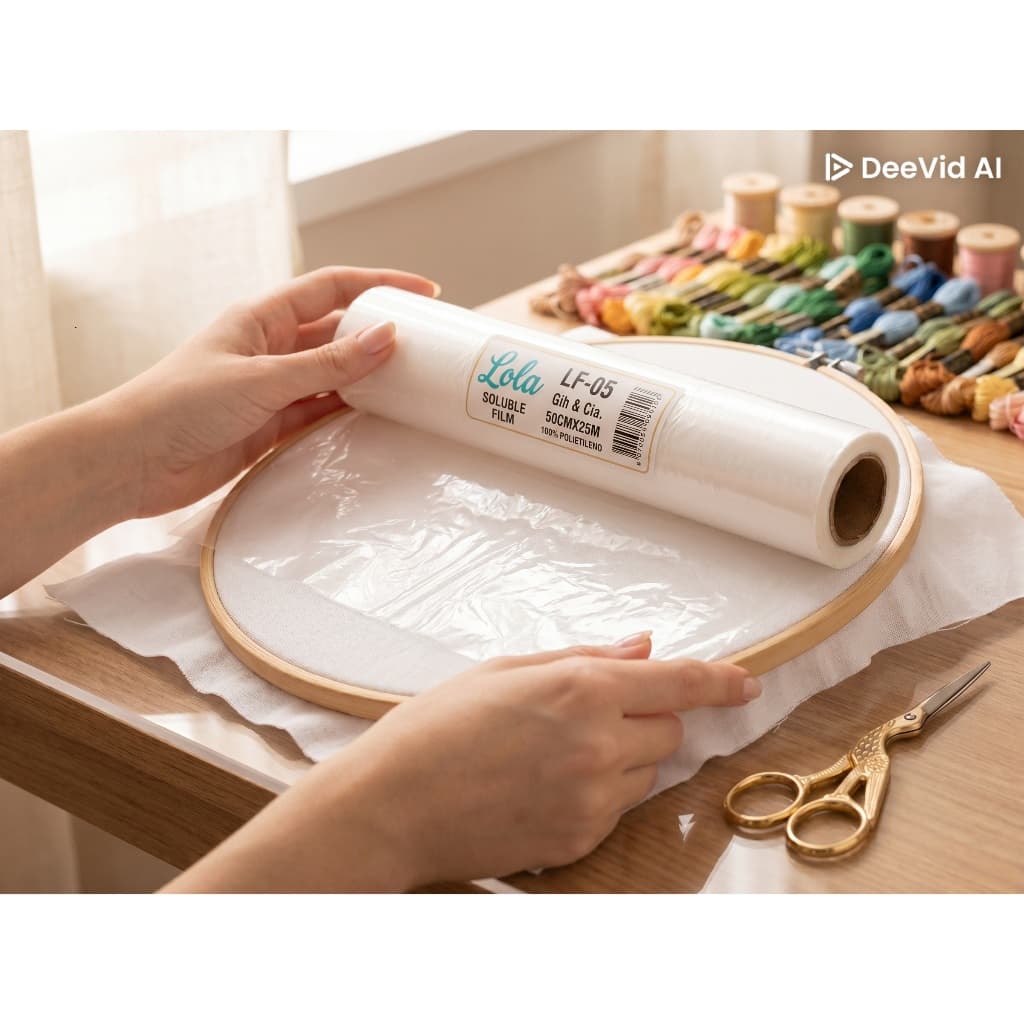 LF-05 Filme Mágico Termo solúvel Transparente Para Bordado  50cm x 25m - 10m - 5m