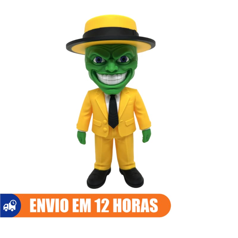 O Máscara Jim Carrey 15cm - Boneco  Colecionável Action Figure The Mask Terno Anos 90 Presente Geek