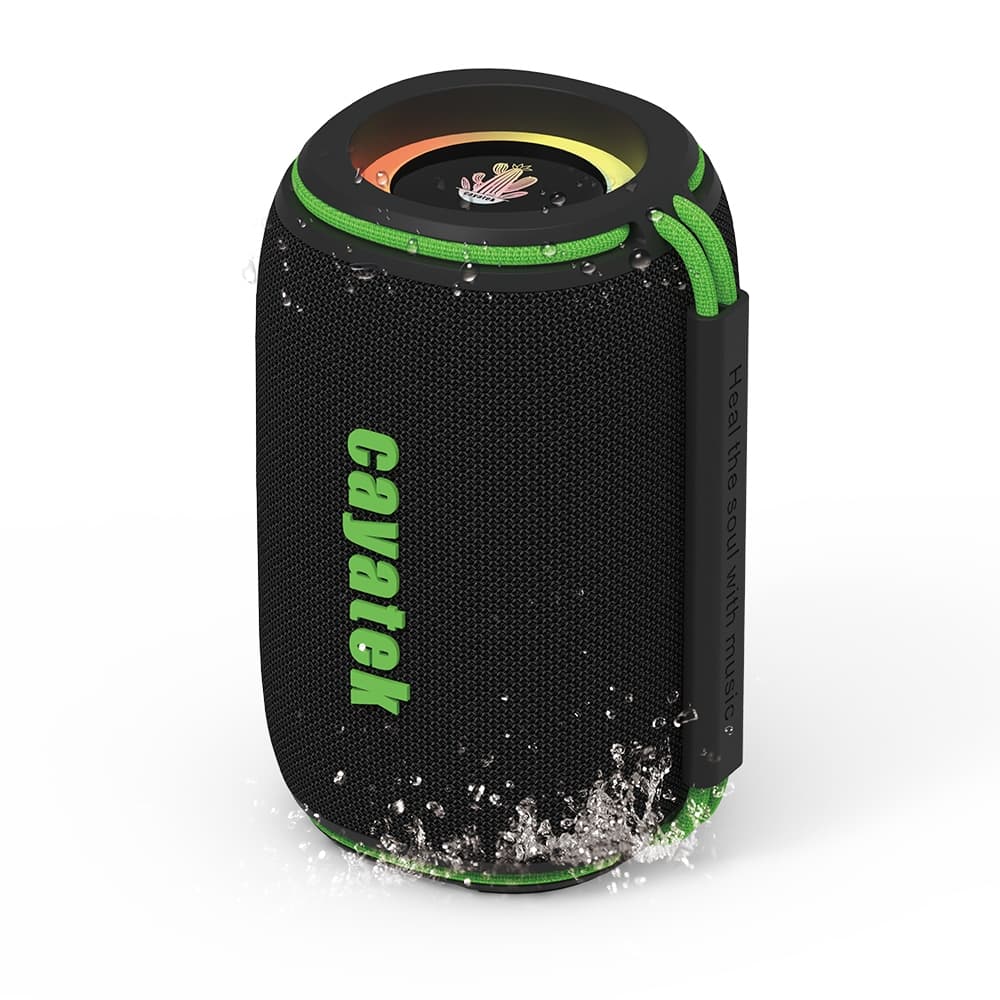 Cayatek Caixa de Som À prova água Bluetooth com Alto-Falante Duplo e Subwoofer TWS Sem Fio LED RGB Portátil 30W Kapbom