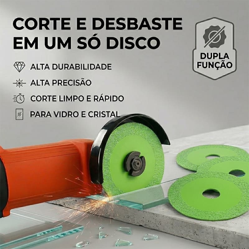 Disco de Corte de Diamante 100mm Corte e Desbaste em Um Só Disco para Vidro Cristal e Cerâmica