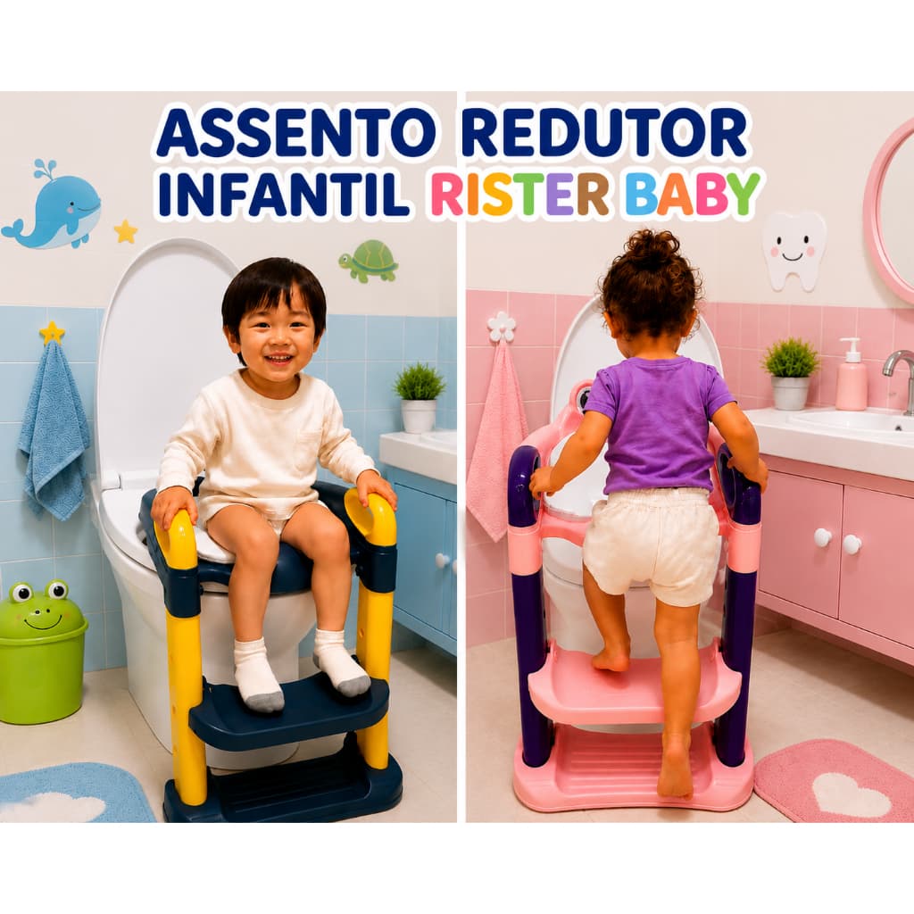 Assento Redutor Infantil para Vaso Sanitário com Escada Antiderrapante Rister Baby