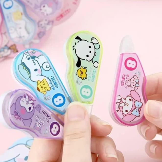 Corretivo em Fita Sanrio Kawaii - Edição Especial - My Melody, Kuromi, Pochaco ou Cinnamonroll
