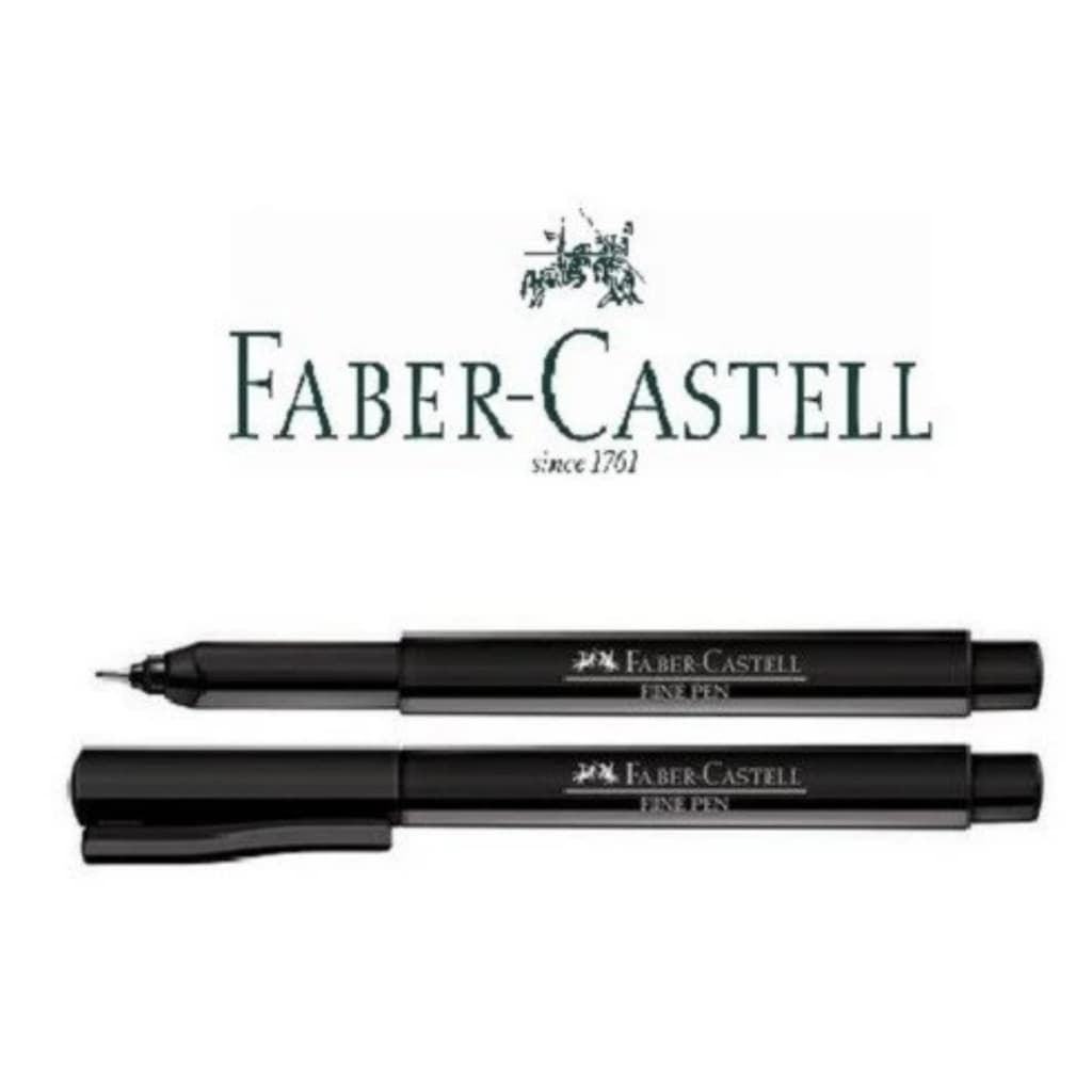 Caneta Faber-Castell Fine Pen 0.4mm Preta Ponta Ultra Fina Original
