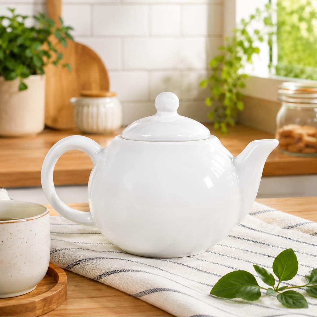 Bule de Chá em Cerâmica Branca 400ml Elegante Resistente e Ideal para Café e Chá