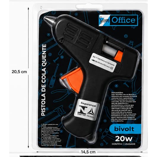 Pistola de Cola Quente pequena  20W Bivolt Seven Office Cola Fina 7,5mm Artesanato e Reparos