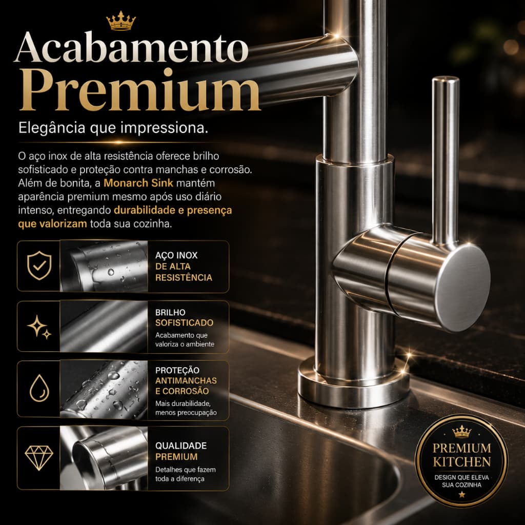 Torneira Gourmet Cozinha Inox Com Ducha Extensível Flexível  Premium
