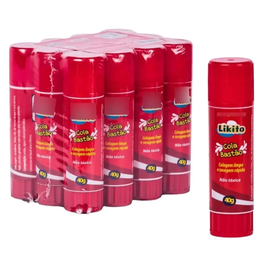 Cola Bastão Escolar Secagem Rápida 40g Kit Com 12 Unidades
