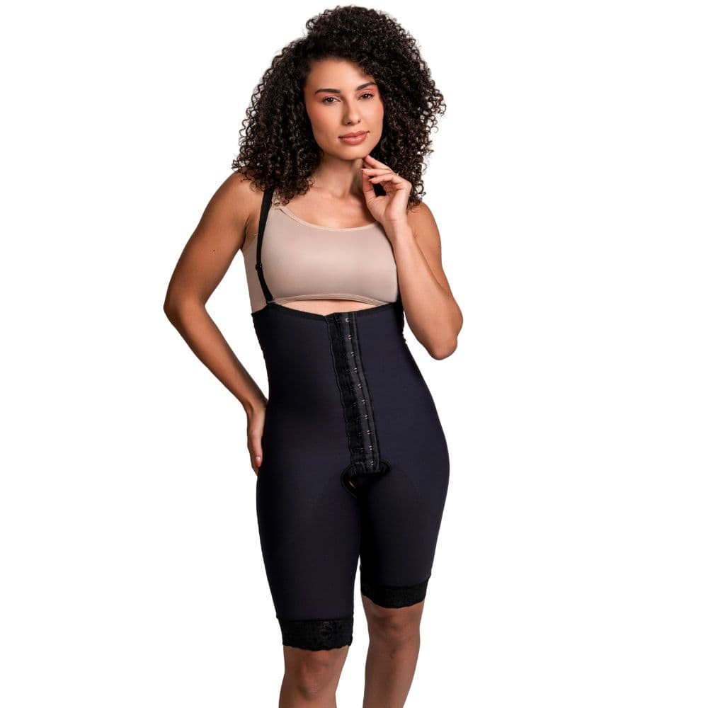 Cinta Pós Parto Pós Cirúrgica Cintura Alta com Perna Alça Removível Fecho Frontal Compressão Cesariana Diástase Corpo Be