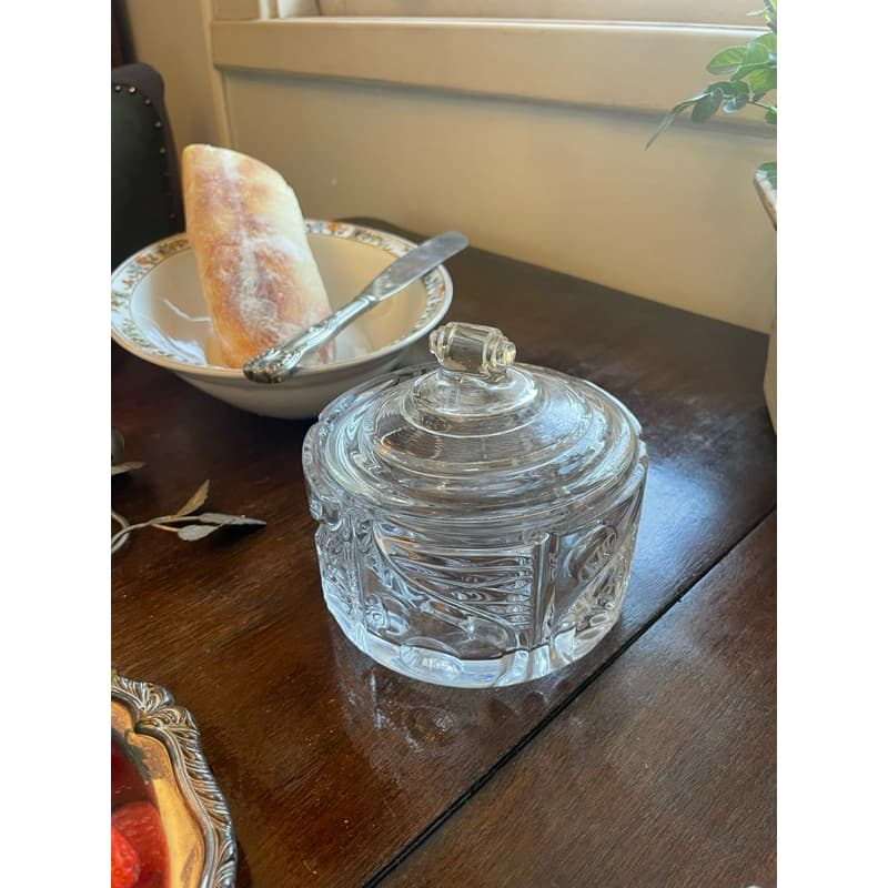 açucareiro vidro lapidado antiquário