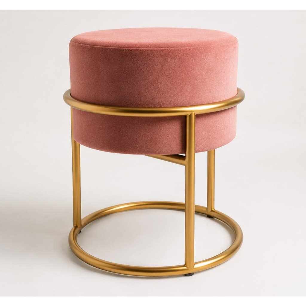 Puff Argola Decorativo Moderno Sala Quarto Veludo Elegante Sofisticado Confortável Resistente Clean Design Luxo Compacto
