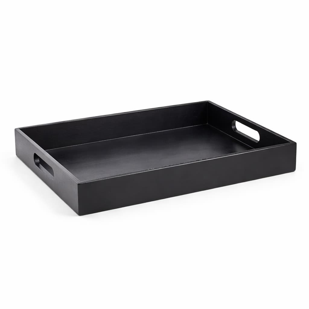Bandeja Preta Decorativa MDF Grande 40x30cm - Com Alça Ideal para Café, Lavabo e Decoração