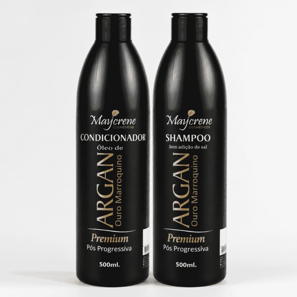 Kit Argan Pós Progressiva Shampoo e Condicionador Hidratação Brilho Sem Frizz Maycrene