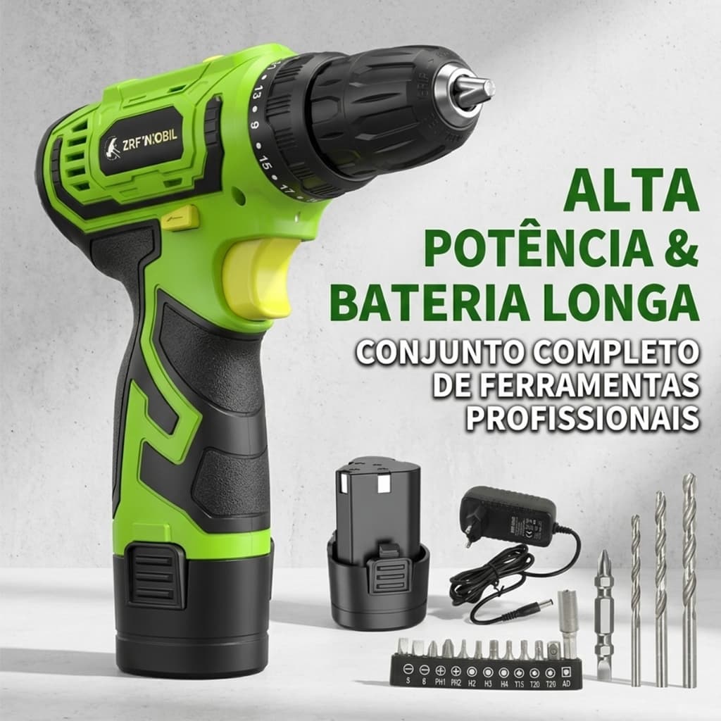 Parafusadeira/Furadeira Broca Elétrica Sem Fio Recarregável 1 Baterias 12V Adequado para trabalho em casa em madeira